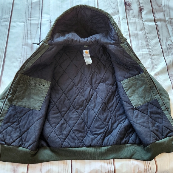 Carhartt Y2K "Sandstone Active Jacket" Bomber Coat Moss Green | Women's Size XL - Picture 3 of 8